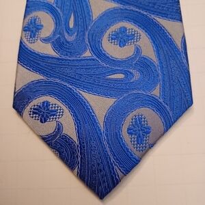 FABIO FAZIO  Men's Blue and Gray 100% Paisley SilkTie.